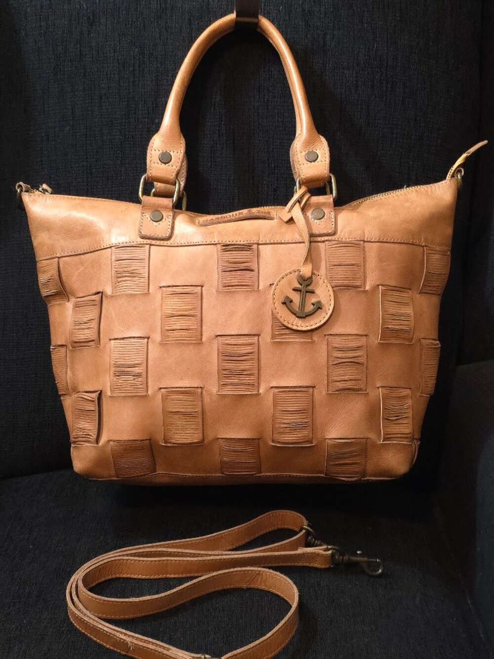 Harbour 2nd Philine Woven Tan Leather Tote Bag with Strap